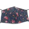 Захисна маска для обличчя багаторазова тришарова Mark I Синя Квіткова, зображення 2