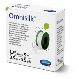 Omnisilk / Омнісілк - Пластир фіксуючий з штучного шовку 1,25 см х 5 м, Розмір пластиру: 1.25 см х 5 м