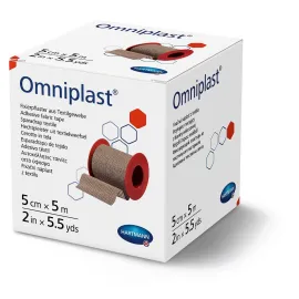 Omniplast / Омніпласт - фіксуючий пластир з текстильної тканини 5 см х 5 м, Розмір пластиру: 5 см х 5 м