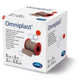 Omniplast / Омніпласт - фіксуючий пластир з текстильної тканини 5 см х 5 м, Розмір пластиру: 5 см х 5 м