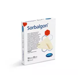Sorbalgon / Сорбалгон 10x10 кальцій-альгінатна поглинаюча пов'язка 1шт, Розмір пов'язки: 10см х 10см