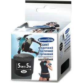 Кінезіо тейп ТМ "Білосніжка", 5см*5м Чорний, Колір: Чорний