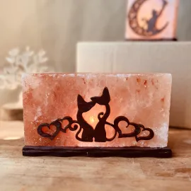 Соляна лампа “Коти з серцями” 2 кг (20*10*5см)