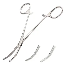 Затискач з атравматичної рискою зігнутий Surgiwelomed, довжина 16 см, р.ч. 35 мм