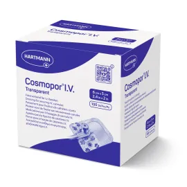 Пов’язка плівкова для фіксації внутрішньовенних канюль Cosmopor® I.V. Transparent 6см х 5см 1шт, Розмір пластиру: 6 см х 5 см, Кількість: 1 шт.