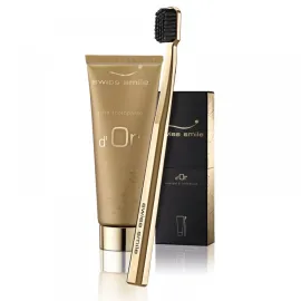 Набір позолочена зубна щітка та золота зубна паста 75мл Swiss Smile D'Or