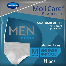 Трусы поглощающие для мужчин MoliCare Premium Men Pants 7 капель M 8шт, Размер подгузников: M, Количество капель: 7