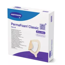 Самоклеюча губчаста пов'язка PermaFoam® Classic Sacral 18см x 18см, Розмір пов'язки: 18см x 18см, Тип: Стерильні