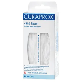 Нитка міжзубна нейлонова Curaprox DF 841, 3 в 1 SUPER, 70см (100шт)