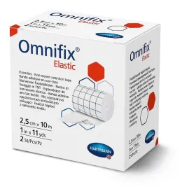 Omnifix Elastic 2.5см х 10м - фіксуючий пластир 2 шт, Розмір пластиру: 2.5 см х 10 м, Тип: Пластир на нетканій основі