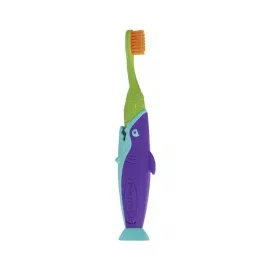 Дитяча зубна щітка "Акула", Pierrot Sharky toothbrush, від 2 до 8 років, зелена з фіолетовим, Ref.99, Колір зубної щітки: Зелений