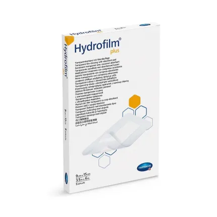 Hydrofilm Plus 9х15см - Пов'язка плівкова прозора з абсорбуючою подушечкою 1шт, Розмір пластиру: 9 см х 15см