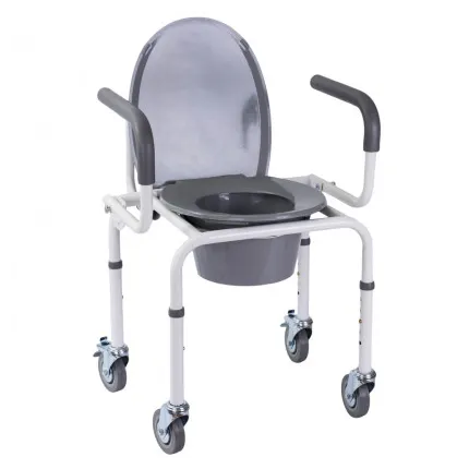 Стілець-туалет з відкидним підлокітником на колесах OSD-RB-2107DW (ADW), зображення 3