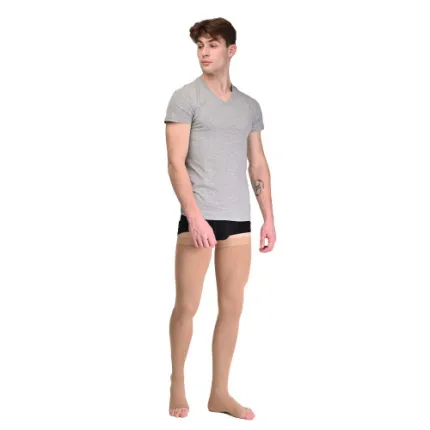 Панчохи компресійні чоловічі 2 клас, відкритий носок, бежеві Soloventex 420-232, зображення 3