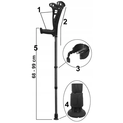 Костыль подлокотный FDI Access Safewalk Черный, Цвет: Черный, изображение 5