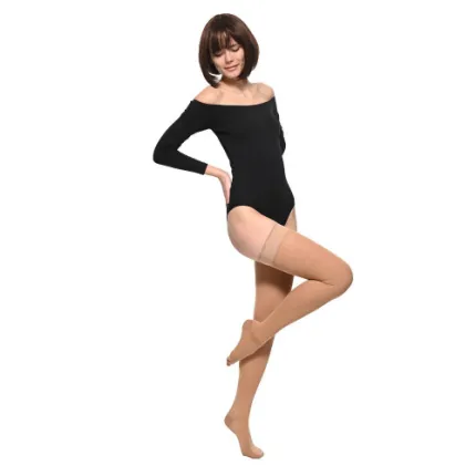 Панчохи компресійні жіночі 2 клас, відкритий носок, бежеві Soloventex 320-542, Розмір: L, Колір компресійного виробу: Бежевий, Довжина: Короткі, Носок: Відкритий