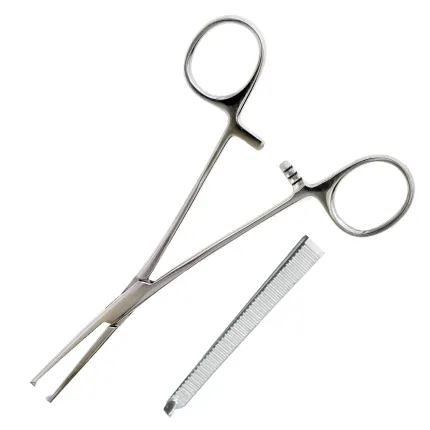 Затискач кровоспинний по Ochsner-Kocher, одно- і двозубий, зубчатий, прямий №2 Surgiwelomed 16 см