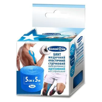 Кінезіо тейп ТМ "Білосніжка", 5см*5м Синій, Колір: Синій