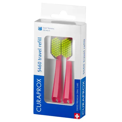 Змінні насадки для дорожнього набору Curaprox CS 5460 Travell refill 2 шт Червоний, Колір: Червоний, зображення 2