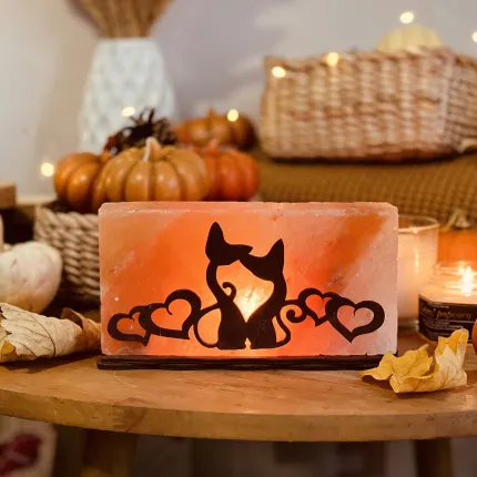 Соляна лампа “Коти з серцями” 2 кг (20*10*5см), зображення 2