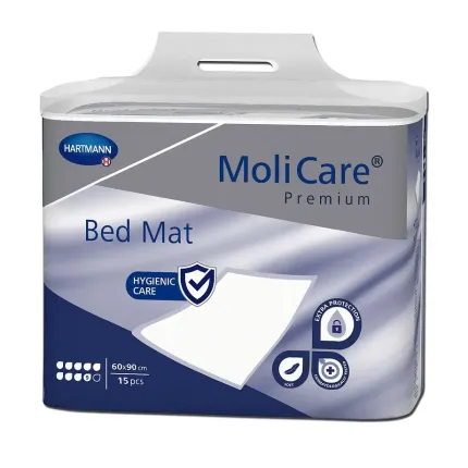 Пеленка поглощающая гигиеническая MoliCare®Premium Bed Mat 9 капель 60x90 см с суперабсорбентом 15шт, Количество: 15 шт, Размер пеленок: 60 х 90 см, Количество капель: 9