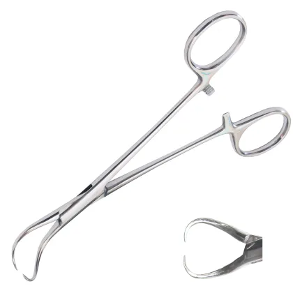 Затискач Цапка з кремальєрою для операційної білизни до шкіри Surgiwelomed Backhaus. Довжина 15 см