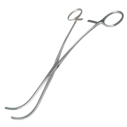 Затискач атравматичний для лігатури зігнутий Surgiwelomed DE BAKEY, довжина 24 см, р.ч. 80 мм