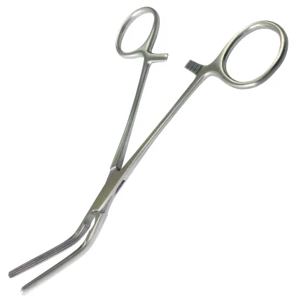 Затискач атравматичний зігнутий 45 градусів Surgiwelomed DARDIK, довжина 17 см, р.ч. 65 мм