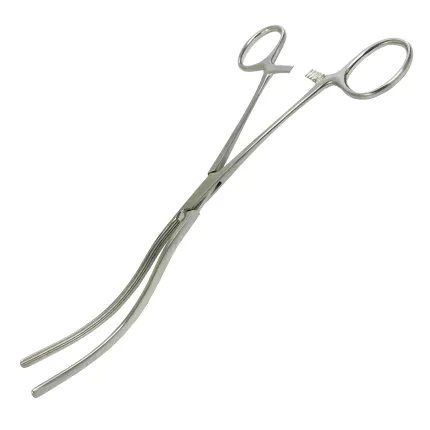 Затискач кишковий атравматичний зігнутий Surgiwelomed Kocher, довжина 25 см, р.ч. 120 мм