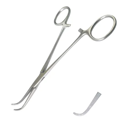 Затискач препаровальний лігатурний зігнутий по Surgiwelomed Gemini. Довжина 16 см, р.ч. 35 мм