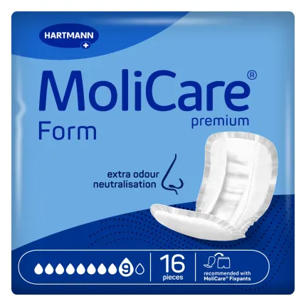 Прокладки анатомической формы при недержании мочи и кала MoliCare Premium Form 9 капель 16шт/пак, Количество капель: 9