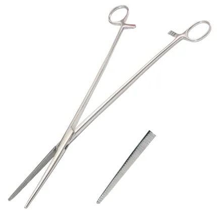 Затискач гінекологічний прямий №2 Rochester-Pean. Довжина 28,5 см, довжина р.ч. 6 см