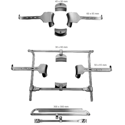Ранорозширювач Surgiwelomed чотиристулковий по Franz, черевний, з вісьмома дзеркалами