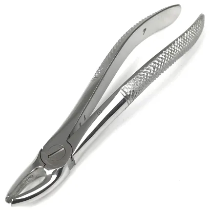 Щипцы для удаления клыков и премоляров верхней челюсти №7. Длина 16,5 см, ширина 5 мм.