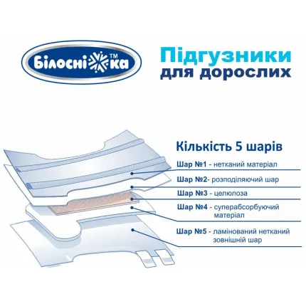 Підгузки для дорослих "Білосніжка" 6 крапель XL 18 шт, Розмір підгузників: XL, Кількість крапель: 6, зображення 2