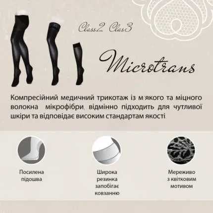 Панчохи компресійні медичні 2 клас (сірі) довгі Veinax Transparent Прозорі, Розмір: 4, Колір компресійного виробу: сірий, Довжина: Довгі, Носок: Закритий, зображення 5