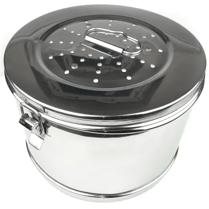 Стерилизационная коробка из нержавеющей стали с фильтром по KONRICH. Диаметр 240 мм