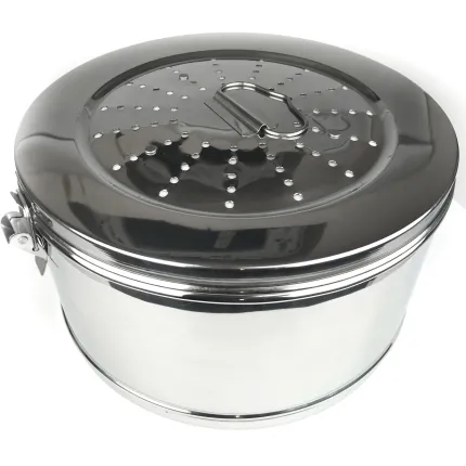Стерилізаційна коробка з нержавіючої сталі з фільтром по KONRICH. Діаметр 290 мм
