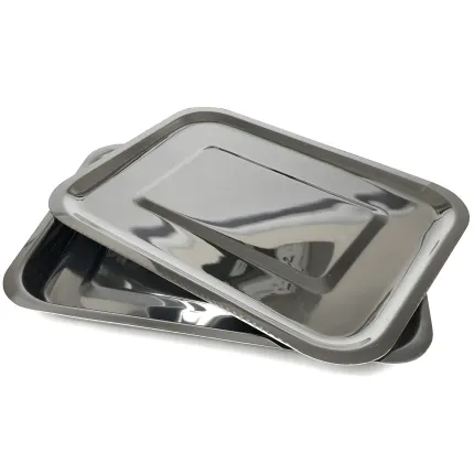 Лоток хірургічний прямокутний із кришкою. Розміри 300 х 175 х 30 мм, об'єм 1,7 л