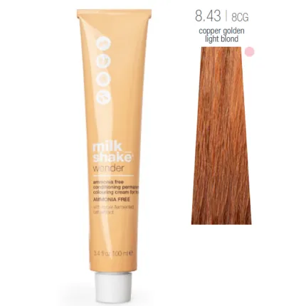 Фарба для волосся Milk Shake Wonder Hair Colour 100 мл, Об'єм: 100 мл, Колір фарби: 8.43/8CG Copper Golden Light Blond