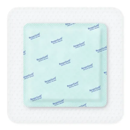 Самоклеюча силіконова пов'язка з суперабсорбуючим полімером RespoSorb® Silicone Border 15 х 15 см 1 шт, Розмір пов'язки: 15см х 15см