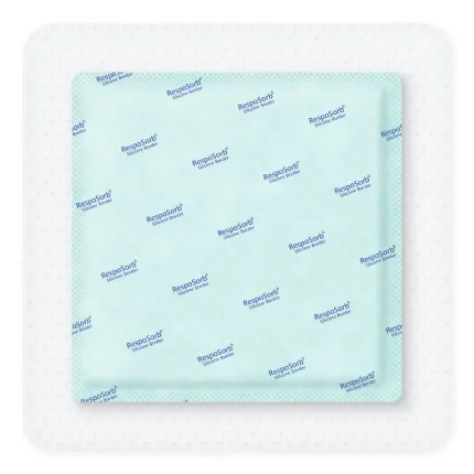 Самоклеюча силіконова пов'язка з суперабсорбуючим полімером RespoSorb® Silicone Border 17,5 х 17,5см 1 шт, Розмір пов'язки: 17.5 см х 17.5 см