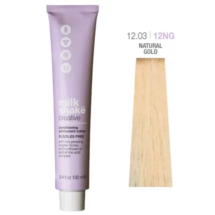 Фарба для волосся Milk Shake Creative Permanent 100 мл, Об'єм: 100 мл, Колір фарби: 12.03/12NG Natural Gold