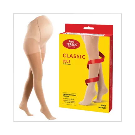 Колготки компресійні для вагітних 2 клас компресії Pani Teres PT-0402, Розмір: XL, Колір компресійного виробу: Бежевий, Довжина: Короткі, Носок: Закритий, зображення 2