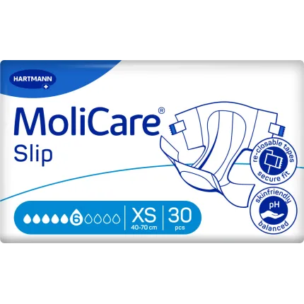 Підгузники для дорослих MoliCare Slip extra plus 6 крапель XS 30 шт, Розмір підгузників: XS, Кількість крапель: 6