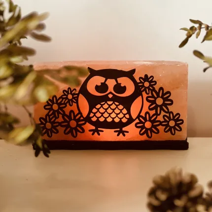 Соляна лампа “Сова з квіточками” 2 кг (20*10*5см), зображення 6