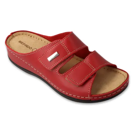 Шльопанці шкіряні жіночі для проблемних стоп DrOrto 158D283 червоні, Колір: Червоний, Розмір жіночого взуття: 38