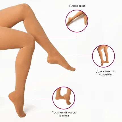 Колготи компресійні медичні 3 клас (бежевий) Microtrans, Розмір: 1, Колір компресійного виробу: Бежевий, Довжина: Короткі, Носок: Закритий, зображення 3