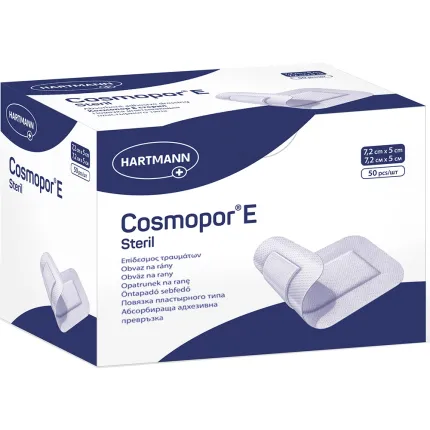 Cosmopor E sterile 7,2см x 5см Повязка пластырная стерильная 1шт, Размер пластыря: 7.2см х 5 см