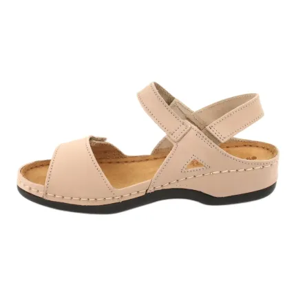 Жіночі шкіряні сандалі діабетичні 158D102 бежеві, Колір: Бежевий, Розмір жіночого взуття: 41, зображення 3